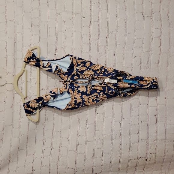 NWT! Cupshe Floral Blue and Gold Swimsuit - Picture 3 of 7